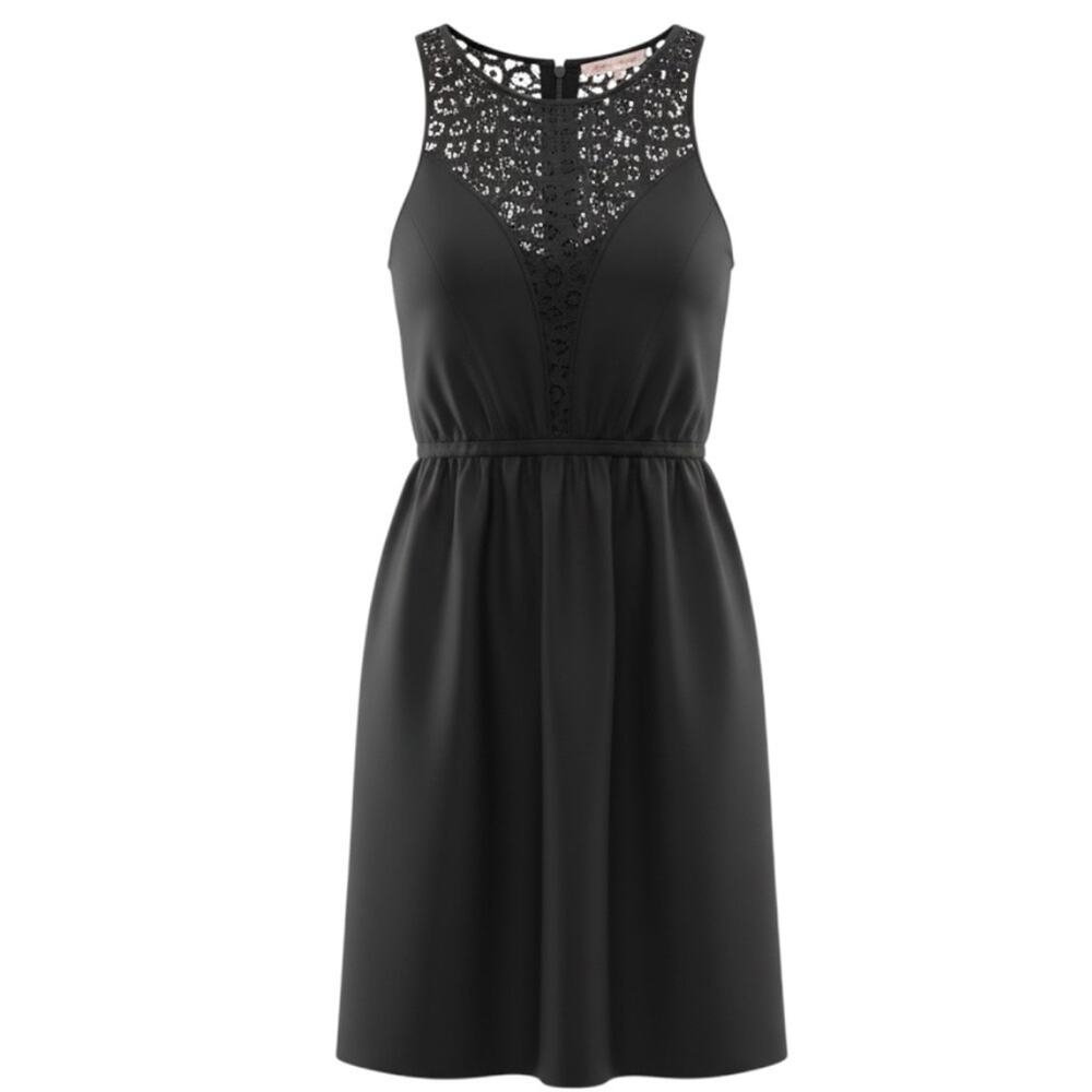 Rebecca Taylor | Black Ponte and Lace Inset Sleeveless Dress Size 4
